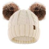 FURTALK Toddler Warm Winter Hat Kids Baby Knitted Soft Beanie with Double Faux Fur Pom Poms for Girls Boys