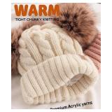 FURTALK Toddler Warm Winter Hat Kids Baby Knitted Soft Beanie with Double Faux Fur Pom Poms for Girls Boys