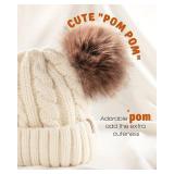 FURTALK Toddler Warm Winter Hat Kids Baby Knitted Soft Beanie with Double Faux Fur Pom Poms for Girls Boys