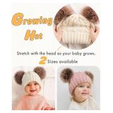 FURTALK Toddler Warm Winter Hat Kids Baby Knitted Soft Beanie with Double Faux Fur Pom Poms for Girls Boys