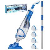 Cordless Pool Vacuum with Telescopic Pole, 18.5 GPM Powerful Suction, 1.5H Supercharge Technology, Handheld Rechargeable Pool Vacuum Cleaner for Above Ground/Inground Pools, Hot Tubs, Spas