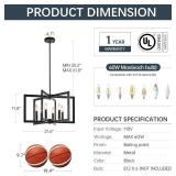6-Light Black Industrial Chandeliers for Dining Room, Geometric Modern Farmhouse Pendant Lights Fixture, Hanging Metal for Kitchen Island Entryway Foyer Living Room Bedroom