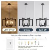6-Light Black Industrial Chandeliers for Dining Room, Geometric Modern Farmhouse Pendant Lights Fixture, Hanging Metal for Kitchen Island Entryway Foyer Living Room Bedroom