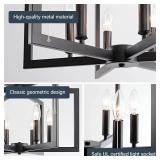 6-Light Black Industrial Chandeliers for Dining Room, Geometric Modern Farmhouse Pendant Lights Fixture, Hanging Metal for Kitchen Island Entryway Foyer Living Room Bedroom