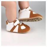Newbron Baby Boys Girls Retro Sneakers Pu Leather Rubber Sole Walking Shoes Toddler Non-Slip First Walkers Infant Slippers Crib Shoes