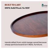 Retails for $109! Home concept 36" Solid Mango Wood Round Coffee Table - Rustic Industrial Circle Coffee Table with Metal Legs, Scandinavian Minimalist Design for Living Room (Rosewood)