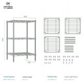 750 lbs 3-Shelf Storage Shelves Wire Shelving Unit Standing Metal Rack for Small Places Narrow Wire Rack for Bathroom, Green 13.8 D x 13.8" W x 25.5" H
