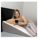 Retails for $155! 31x33x12 K lbs Extra Wide Bed Wedge Pillow with Memory Foam Top | Stylish Jacquard Cover | Extra Large Wedge Pillow for Sleeping and Acid Reflux, GERD Pillow, (Extra Large 12 Height 