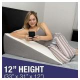 Retails for $155! 31x33x12 K lbs Extra Wide Bed Wedge Pillow with Memory Foam Top | Stylish Jacquard Cover | Extra Large Wedge Pillow for Sleeping and Acid Reflux, GERD Pillow, (Extra Large 12 Height 