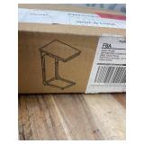 C Shaped Side Table, Small End C Table, for Living Room, Sofa, Bedside, Couch, TV Tray, Eating, Laptop Rustic Brown and Black
