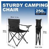 2 Pack Lightweight Camping Chairs for Adults & Teens, 250LBS Capacity Foldable Portable Chairs with Carry Bag, Compact Design for Camping, Beach, Picnics, and Outdoor Events
