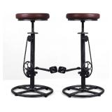 Retails for $189! Vintage Bar Stools Swivel PU Seat 29-37inch Height Adjustable Extral Tall Bicycle Stool with Bikepedal Kitchen Island Counter Stool Shop Chairs