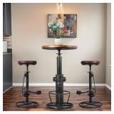 Retails for $189! Vintage Bar Stools Swivel PU Seat 29-37inch Height Adjustable Extral Tall Bicycle Stool with Bikepedal Kitchen Island Counter Stool Shop Chairs