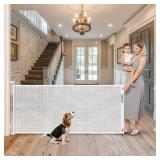 Retractable Baby Gate No Drill, 96" Extra Wide Retractable Baby Gates for Doorways No Drilling, 8ft No Drill Dog Gate Mesh Dog Gates for Doorways Extra Wide Pet Gate Indoor No Drilling, White