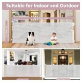 Retractable Baby Gate No Drill, 96" Extra Wide Retractable Baby Gates for Doorways No Drilling, 8ft No Drill Dog Gate Mesh Dog Gates for Doorways Extra Wide Pet Gate Indoor No Drilling, White