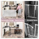Retractable Baby Gate No Drill, 96" Extra Wide Retractable Baby Gates for Doorways No Drilling, 8ft No Drill Dog Gate Mesh Dog Gates for Doorways Extra Wide Pet Gate Indoor No Drilling, White