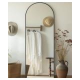 58"L x 19"W Full Length Mirror, 58"x19" Arch Floor Mirror, Floor Standing Mirror Freestanding Arch Full Body Mirrors with Stand for Bedroom, Hanging Mounted Mirrors for Living Room Cloakroom, Black