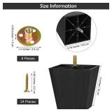 Furniture Legs Plastic Sofa Coach Legs Square Tapered Feet Sofa Legs with M8 T-Nuts Screws for Legs Sofas Chairs Cabinets Dressers Beds, Black (8, 4 Inches)
