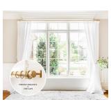 BlastHome Luxury 3 ft Custom Curtain Rod 1.25" Large Diameter Premium Brackets & Endcaps Nonadjustable Rods Connect for a Seamless Look Brushed Gold Finish