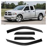 Rain Guards for 2009-2018 Dodge Ram 1500 Quad Cab/Extended Cab, Window Visor Shields Vent Deflector Shade Wind Dark Smoke for 19-24 Ram 1500 Classic Quad Cab, 4PCS, Out-Channel