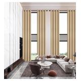 Curtains, Extra Long Drapes for High Ceiling, Blackout, 52x192 Inches, Beige, 1 Panel, Grommet Top, Custom Made for Living Room, Tall Windows, Loft