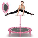 ZCMHAXJ Foldable Mini Trampoline, 40 Rebounder Trampoline for Adults & Kids, 450lbs Capacity with T-Shaped Adjustable Bar, Indoor Fitness Workout Exercise Equipment"