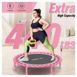 ZCMHAXJ Foldable Mini Trampoline, 40 Rebounder Trampoline for Adults & Kids, 450lbs Capacity with T-Shaped Adjustable Bar, Indoor Fitness Workout Exercise Equipment"