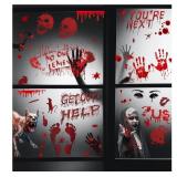 Halloween Decorations Stickers, Halloween Window Wall Floor Clings Bloody Handprint Footprint Decals Vampire Zombie Party Stickers Decorations Supplies