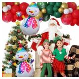 Christmas Decor Balloons, 5pcs Xmas Party Supplies Colorful Snowman Foil Balloons for Christmas Themed Party Birthday Party Supplies Decoration