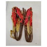 10 Pcs Christmas Glitter Leaves Large Ornaments for Christmas Tree Picks Sprays Artificial Stems Branches Twigs Sprigs Floral for Xmas Tree Wreath Garland Vase DIY Decor(Red and Gold)