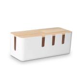 Cable Management Box by Baskiss, 12x5x4.5 inches, Wood Lid, Wire Organizer for Desk TV Computer USB Hub System to Cover and Hide & Power Strips & Cords