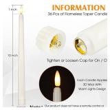 Reginary Flameless Taper Candles Bulk 11 Plastic Lights Window LED Battery Operated Candlesticks Without Remote for Birthday Wedding Church Decor Party Supplies"