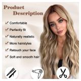 Long Ombre Blonde Wavy Wig for Women 26 Inch Middle Part Curly Wavy Wig Natural Looking Synthetic Heat Resistant Fiber for Daily Party Use (Ombre Blonde)