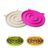 Silicone Slow Feeder Cat Bowl - Interactive Cat Puzzle Feeder for Pets Dry Wet Food Training - Prevents Puppy Kitty Overeating (Purple and White-Gray, Cat)