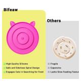 Silicone Slow Feeder Cat Bowl - Interactive Cat Puzzle Feeder for Pets Dry Wet Food Training - Prevents Puppy Kitty Overeating (Purple and White-Gray, Cat)
