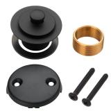 Black Bathtub Tub Drain Conversion Kit Assembly, Wellup Lift and Turn Twist Tub Drain Trim Kit with Two-Hole Overflow Faceplate, Matte Black