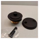 Black Bathtub Tub Drain Conversion Kit Assembly, Wellup Lift and Turn Twist Tub Drain Trim Kit with Two-Hole Overflow Faceplate, Matte Black