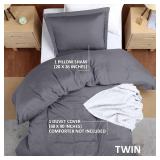 Bedding Duvet Cover Twin Size - 2 Piece with Zipper Closure - 1 Comforter Cover 68X90 Inches & 1 Pillow Sham 20X26 Inches (Grey) Comforter Not Included