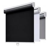 AOSKY Cordless Roller Shades Blackout Blinds for Windows Room Darkening Rolled Up Shades with Spring System, UV Protection Window Shades Door Blinds for Home and Office (45 W x 72" H, Black) "