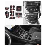 Soft Mats for Jeep Grand Cherokee 2022-2024,Non-Slip Door Slot Mats Waterproof Cup Holder Insert Center Console Liners for Grand Cherokee L 2024 2023 2022 Accessories - Black