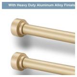 2 Pack Heavy Duty 1 Inch Diameter Single Curtain Rods 36-72â Adjustable Window Curtain Rod with Aluminum Alloy Cylindrical Cap Finials, Wall Mount and Ceiling Mount, Light Gold - Retail: $40