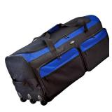 Travelers Club Space Saver 36-Inch Tri-fold 3-Wheel Rolling Locker, Black/Blue (B01GA9KRUC). Damaged See Photos.