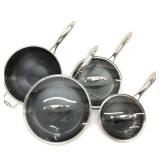 Hexclad Commercial 7 Piece Cookware Pan Set  Hybrid  Nonstick Tri-Ply  Stainless Steel - Retail $520