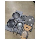 Hexclad Commercial 7 Piece Cookware Pan Set  Hybrid  Nonstick Tri-Ply  Stainless Steel - Retail $520