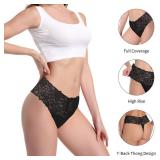 GAREDOB High Waisted Thong Underwear Tummy Control Plus Size Panties Cotton Lace Multicolor-Bright Size 2XL Pack of 4