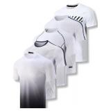 5 Pack Mens Active Quick Dry Crew Neck T Shirts | Athletic Running Gym Workout Short Sleeve Tee Tops Bulk (Set 14, Medium) White