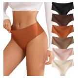 oshkang Thongs for Womens High Waisted Seamless for Women Underwear Sexy Breathable Panties 6 Pack, M