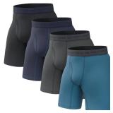Pair of Thieves Everyday Soft Cotton Long Boxer Briefs for Men 4-Pack | Comfortable Fit, Durable Fabric + Classic Style | Navy, Large
