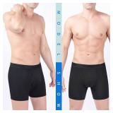 Chidame Mens Underwear Luxe Micro Modal Boxer Briefs Open Fly 3 Pack, Black-L