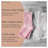 CozyWay Baby Ruffle Socks - Stay-Put Cuff Baby Socks - Reinforced Toe for Toddler Girls - Breathable Cotton Ruffle Design for Toddlers - 9-24 Months, White, Pack of 6